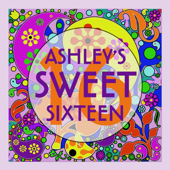 Farbenfrohe Süße 16 Geburtstag Poster (Von Creator hochgeladen)