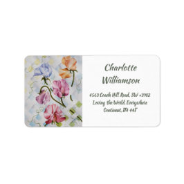 Farbenfrohe süße Pea-Blume in Wasserfarbenadresse Adressaufkleber