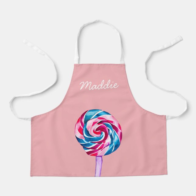 Farbenfrohe Süßwarenlollipop Aquarellkunst Schürze (Vorderseite)