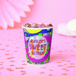 Farbenfrohe Sweet 16 Geburtstagsparty Napkins Pappbecher