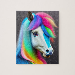 Farbenfrohe Sweet Baby Pony mit Regenbogen, weißes Puzzle