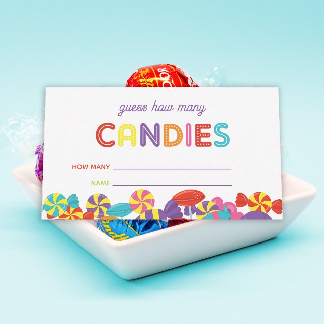 Farbenfrohe Sweet Fun Candy Birthday Game Card Begleitkarte (Colorful Sweet Fun Candy Birthday Game Card)
