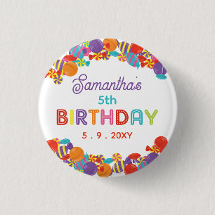 Farbenfrohe Sweet Fun Candy Birthday Party Button