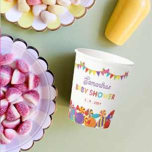 Farbenfrohe Sweet Fun Candy Theme Kinderdusche Pappbecher