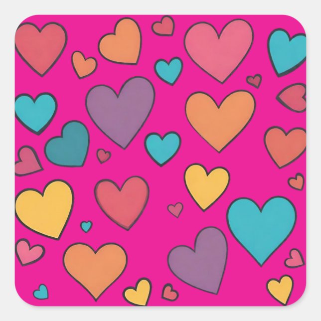 Farbenfrohe Sweet Hearts Aufkleber (Vorderseite)