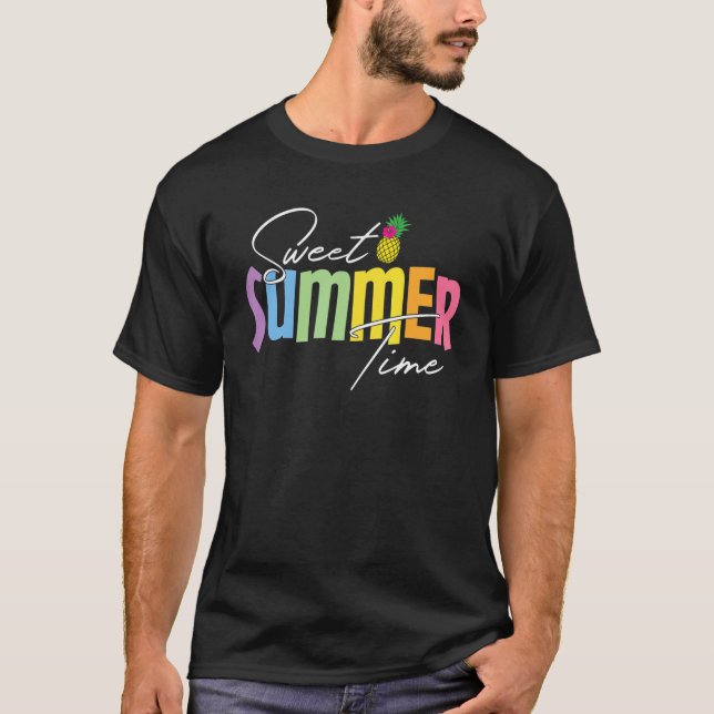Farbenfrohe Sweet Summer Time Graphic T-Shirt (Vorderseite)