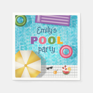 Farbenfrohe Swimmingpool Wasser Sommer Pool Party Serviette