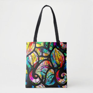 Farbenfrohe Swirls-Collage mit Buntglas-Look