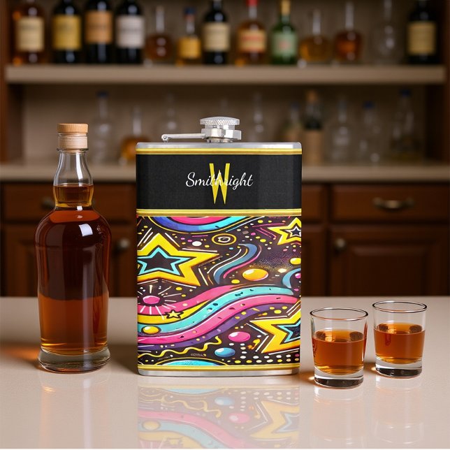 Farbenfrohe Swirry Design Flachmann (Von Creator hochgeladen)