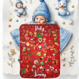 Farbenfrohe Symbole Weihnachtselemente Winterelega Babydecke