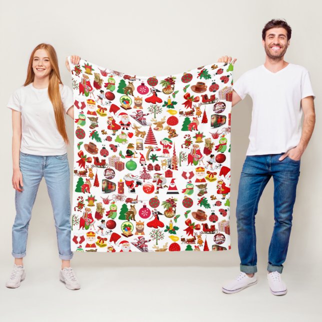 Farbenfrohe Symbole Weihnachtselemente Winterelega Fleecedecke (Beispiel)