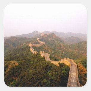 Farbenfrohe Szene an der großen Mauer Chinas in Quadratischer Aufkleber