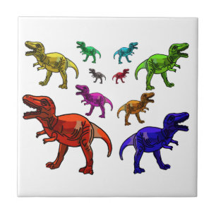 Farbenfrohe T-Rex Fliese