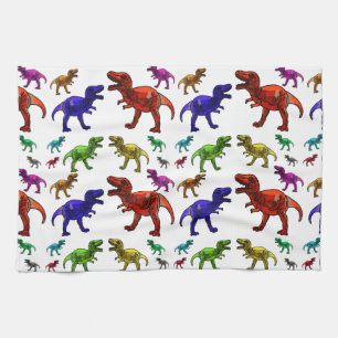 Farbenfrohe T-Rex Handtuch