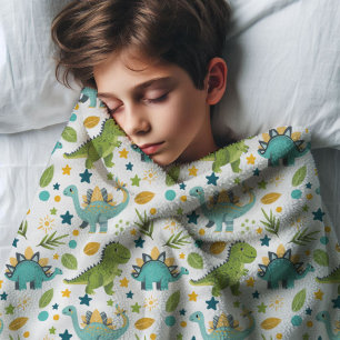 Farbenfrohe T Rex Muster Name Dinosaurier Fleecedecke