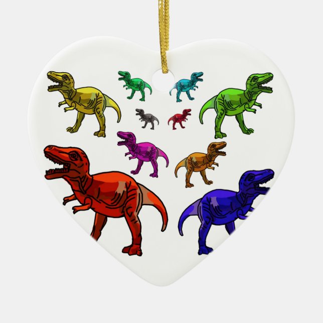Farbenfrohe T-Rex-Ornament Keramik Ornament (Vorne)