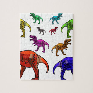 Farbenfrohe T-Rex Puzzle