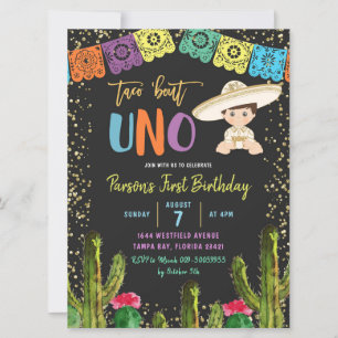 Farbenfrohe Taco Bout bis zum Geburtstag Einladung