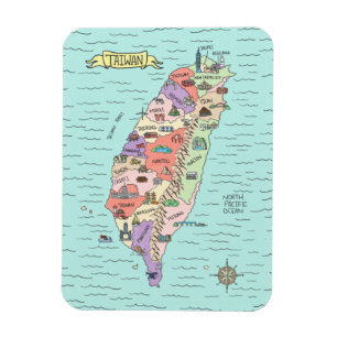 Farbenfrohe Taiwan Map Foto Magnet