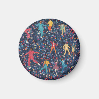 Farbenfrohe Tanzparty – Retro-Feier-Muster Magnet