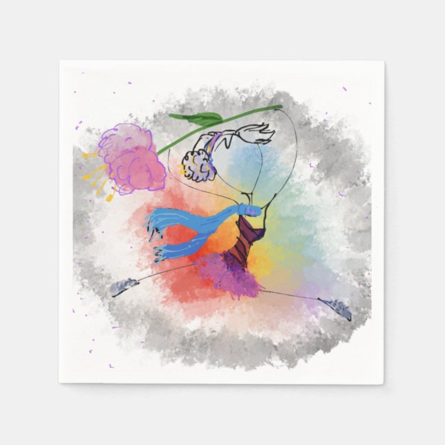 Farbenfrohe Tanzserviette Serviette (Vorderseite)