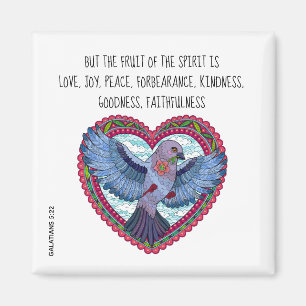 Farbenfrohe Taube mit Verse über Frieden (Galaten Magnet
