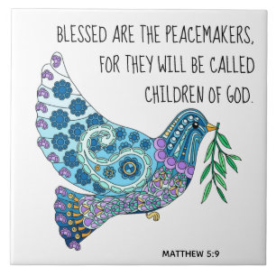 Farbenfrohe Taube mit Verse über Frieden (Matthew  Fliese