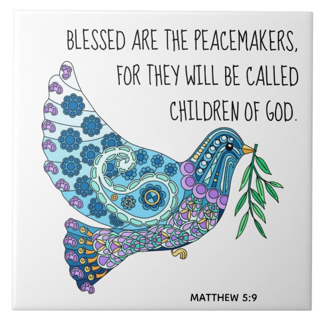 Farbenfrohe Taube mit Verse über Frieden (Matthew  Fliese (Vorderseite)