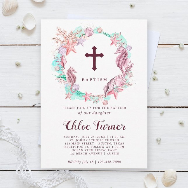 Farbenfrohe Taufe unter dem Meer Einladung (Von Creator hochgeladen)