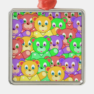 FARBENFROHE TEDDYBÄREN ORNAMENT AUS METALL