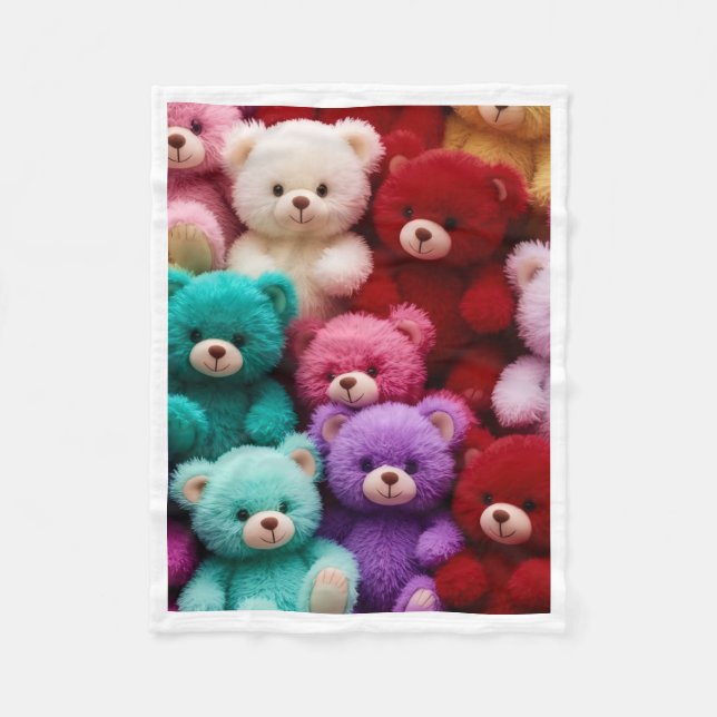 Farbenfrohe Teddybären Sherpa-Decke Fleecedecke (Vorderseite)