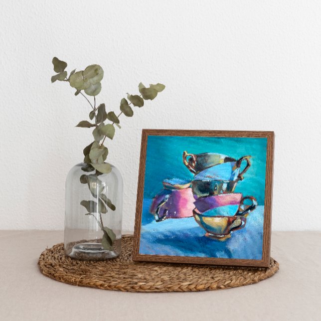 Farbenfrohe Teebecher Ölgemälde auf der Leinwand (Von Creator hochgeladen)