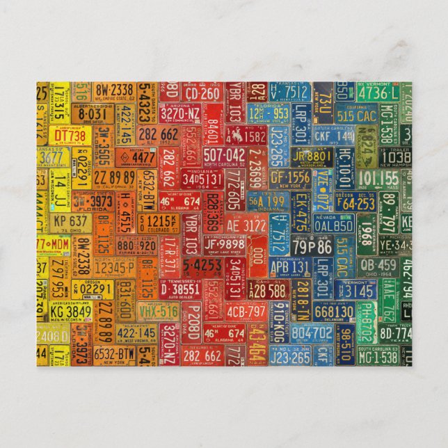 Farbenfrohe Teller aus allen 50 Staaten Postkarte (Vorderseite)