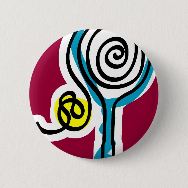 Farbenfrohe Tennis Spiralope Button (Vorderseite)