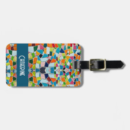 Farbenfrohe Terrazzo Mosaic Name Gepäckmarke Gepäckanhänger