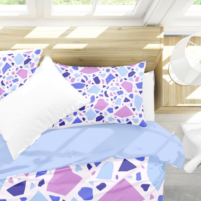 Farbenfrohe Terrazzo Muster Kissenbezug (Colorful Terrazzo Pillow Case On Bed)