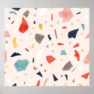 Farbenfrohe Terrazzo: nahtlose Felsfragmente. Poster