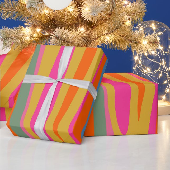 Farbenfrohe Terzo Streifen Abstraktes Muster Geschenkpapier (Feiertage)