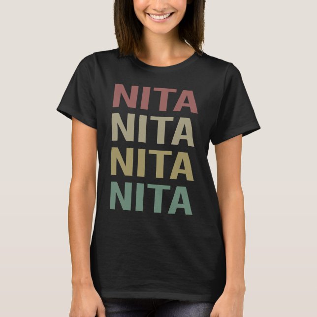 Farbenfrohe Textkunst - Nita Name T-Shirt (Vorderseite)
