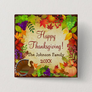 Farbenfrohe Thanksgiving-Ernte Button