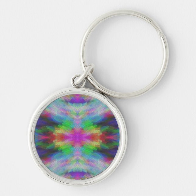 Farbenfrohe Tie-Dye-Kunst Schlüsselanhänger (Vorne)