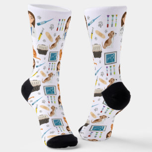 Farbenfrohe Tierärztin Vet DVM Patter Socken