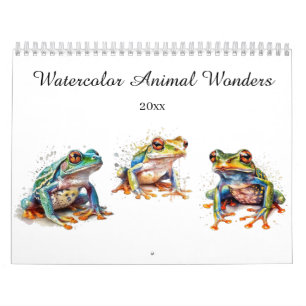 farbenfrohe Tiere in Aquarell, individuell einstel Kalender