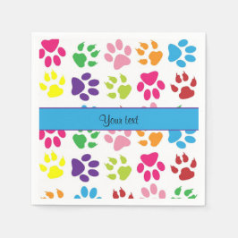 Farbenfrohe Tierpaw-Prints Serviette