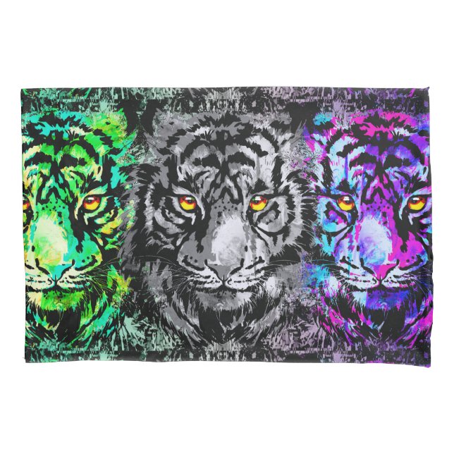 Farbenfrohe Tiger Artwork - Cooler Tiger-Pillowcas Kissenbezug (Vorderseite)