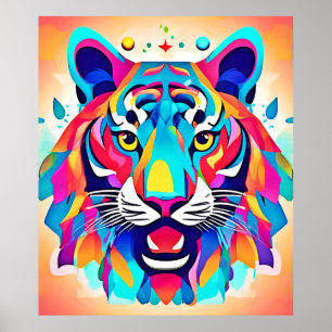 Farbenfrohe Tiger Face Art Poster