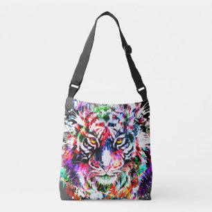 Farbenfrohe Tiger Head Zeichnend Crossbody Bag Tragetaschen Mit Langen Trägern