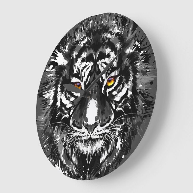 Farbenfrohe Tiger Zeichnend - Abstrakt Art Tiger U Große Wanduhr (Winkel)