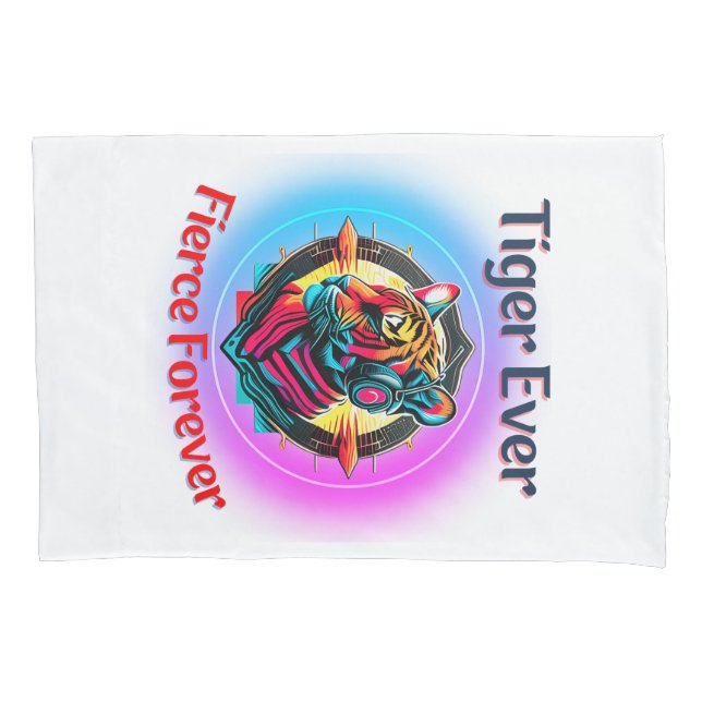 Farbenfrohe Tigerfront Kissenbezug (Vorderseite)