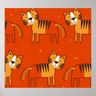 Farbenfrohe Tigers Hand Drawn Decke Poster